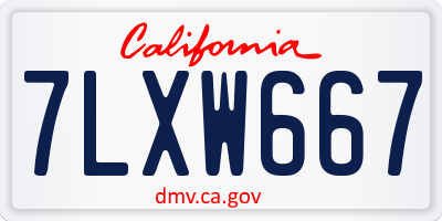 CA license plate 7LXW667