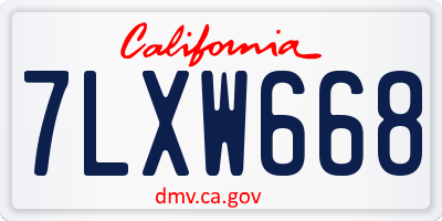 CA license plate 7LXW668