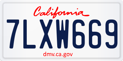 CA license plate 7LXW669