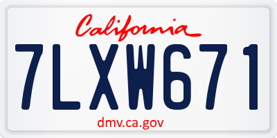 CA license plate 7LXW671