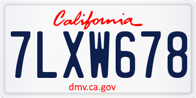 CA license plate 7LXW678