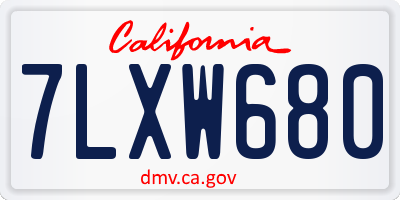 CA license plate 7LXW680