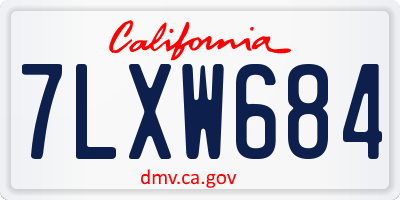 CA license plate 7LXW684