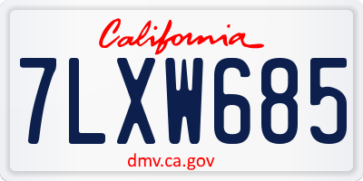 CA license plate 7LXW685