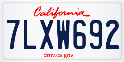 CA license plate 7LXW692
