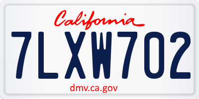 CA license plate 7LXW702