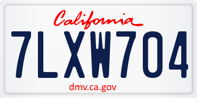 CA license plate 7LXW704