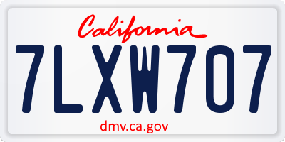 CA license plate 7LXW707