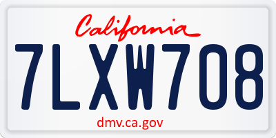 CA license plate 7LXW708