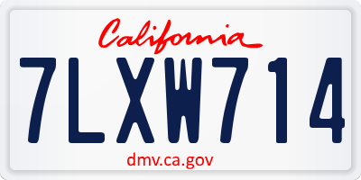CA license plate 7LXW714
