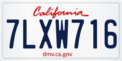 CA license plate 7LXW716