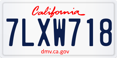 CA license plate 7LXW718