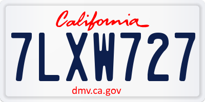 CA license plate 7LXW727