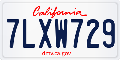 CA license plate 7LXW729