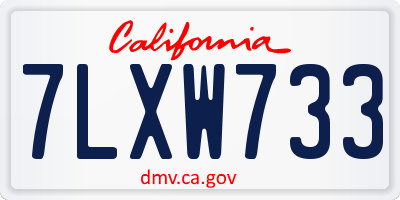 CA license plate 7LXW733