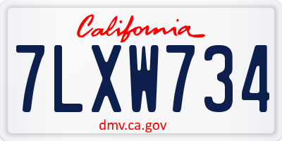 CA license plate 7LXW734