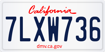 CA license plate 7LXW736