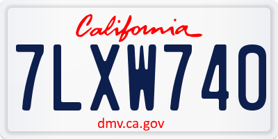 CA license plate 7LXW740
