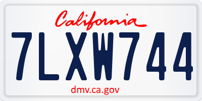 CA license plate 7LXW744