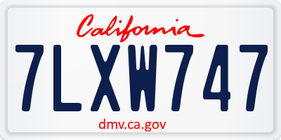 CA license plate 7LXW747