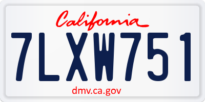CA license plate 7LXW751