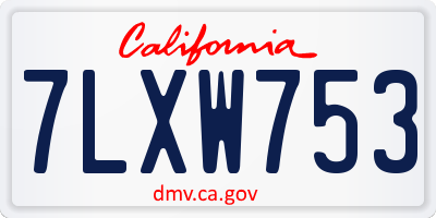CA license plate 7LXW753