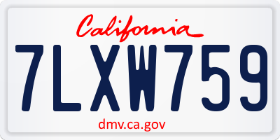 CA license plate 7LXW759