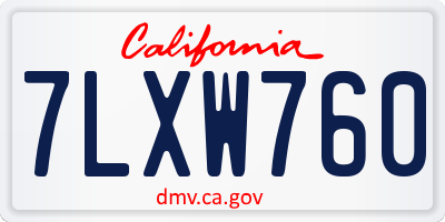 CA license plate 7LXW760