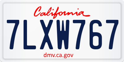 CA license plate 7LXW767