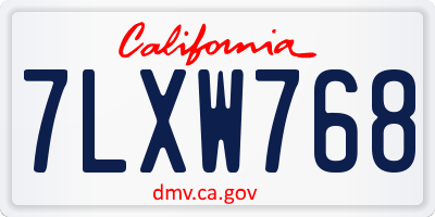 CA license plate 7LXW768