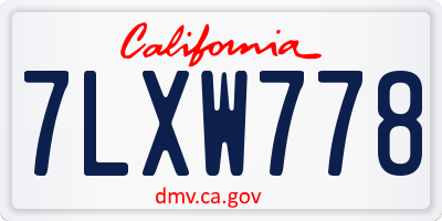 CA license plate 7LXW778