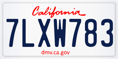 CA license plate 7LXW783