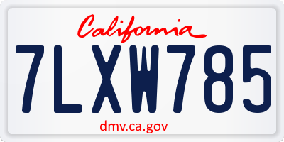 CA license plate 7LXW785