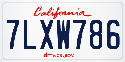 CA license plate 7LXW786