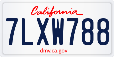 CA license plate 7LXW788
