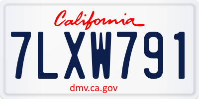 CA license plate 7LXW791