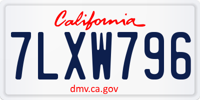 CA license plate 7LXW796
