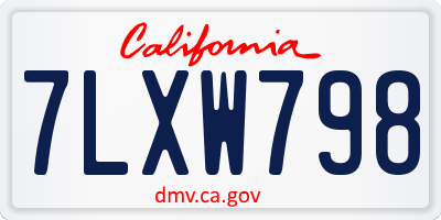 CA license plate 7LXW798