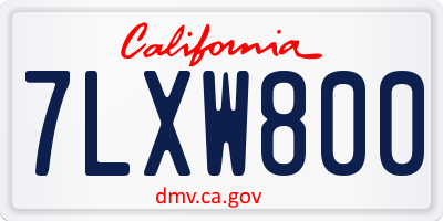 CA license plate 7LXW800