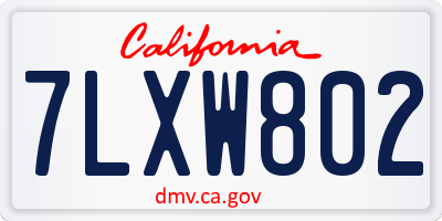 CA license plate 7LXW802