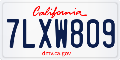 CA license plate 7LXW809
