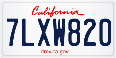 CA license plate 7LXW820