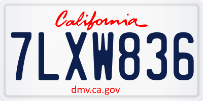 CA license plate 7LXW836