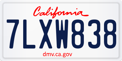 CA license plate 7LXW838