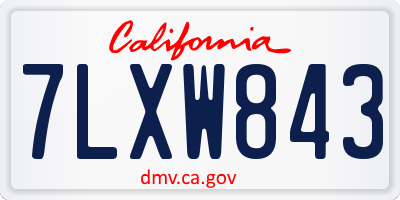 CA license plate 7LXW843