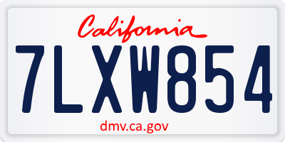 CA license plate 7LXW854