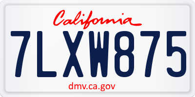 CA license plate 7LXW875