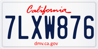 CA license plate 7LXW876