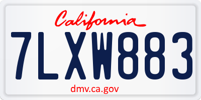 CA license plate 7LXW883