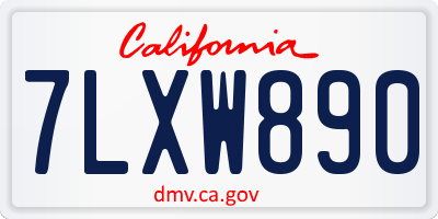 CA license plate 7LXW890